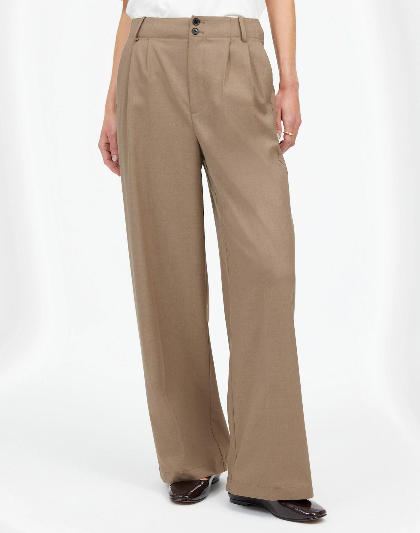 The Petite Harlow Wide-Leg Trouser in Brushed Twill Product Image