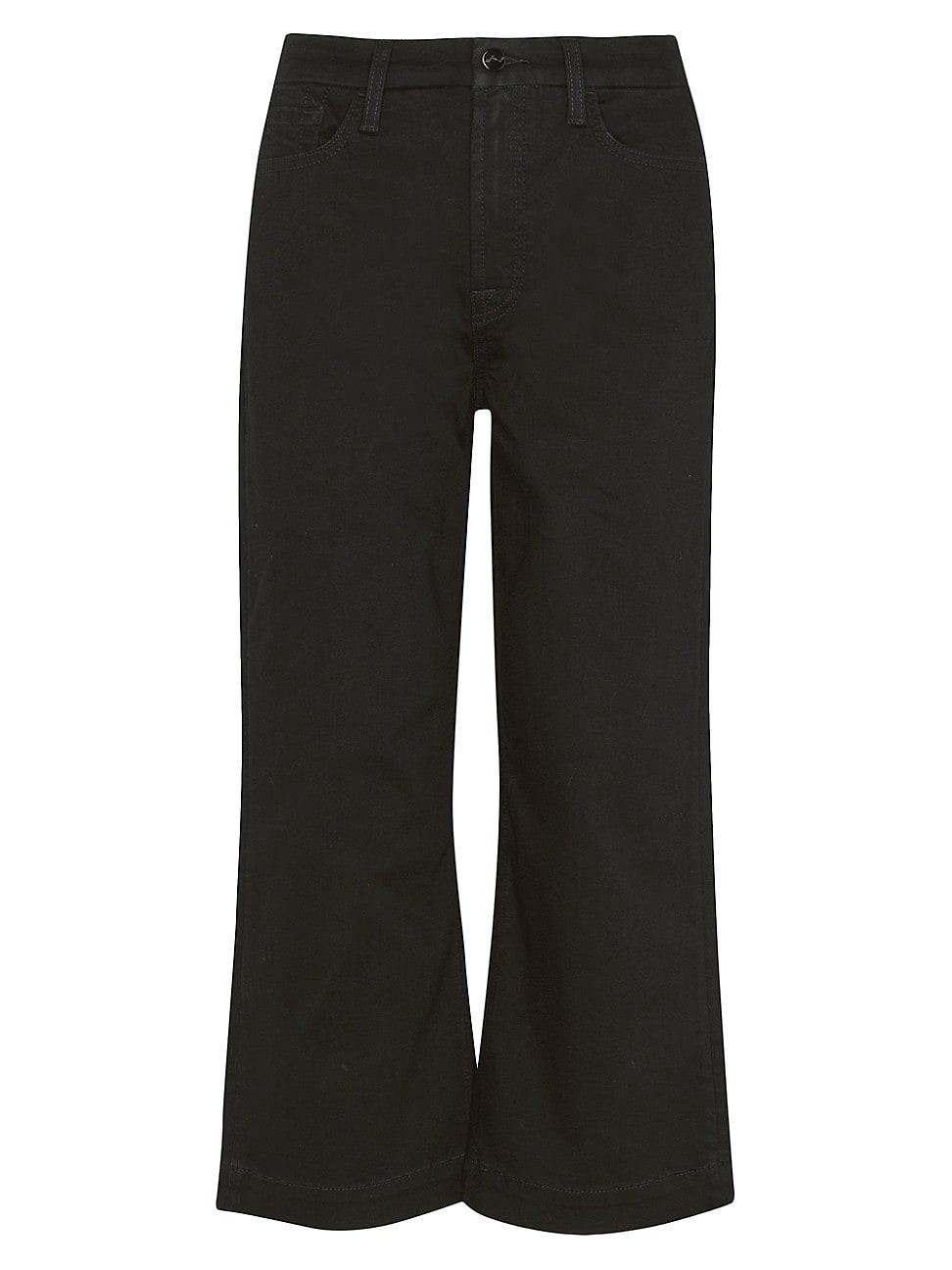 JEN7 Cropped Wide Leg with Trousers Hem Black) Women's Jeans Product Image