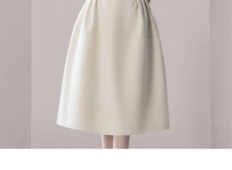 Sleeveless Square Neck Plain Midi A-Line Dress Product Image