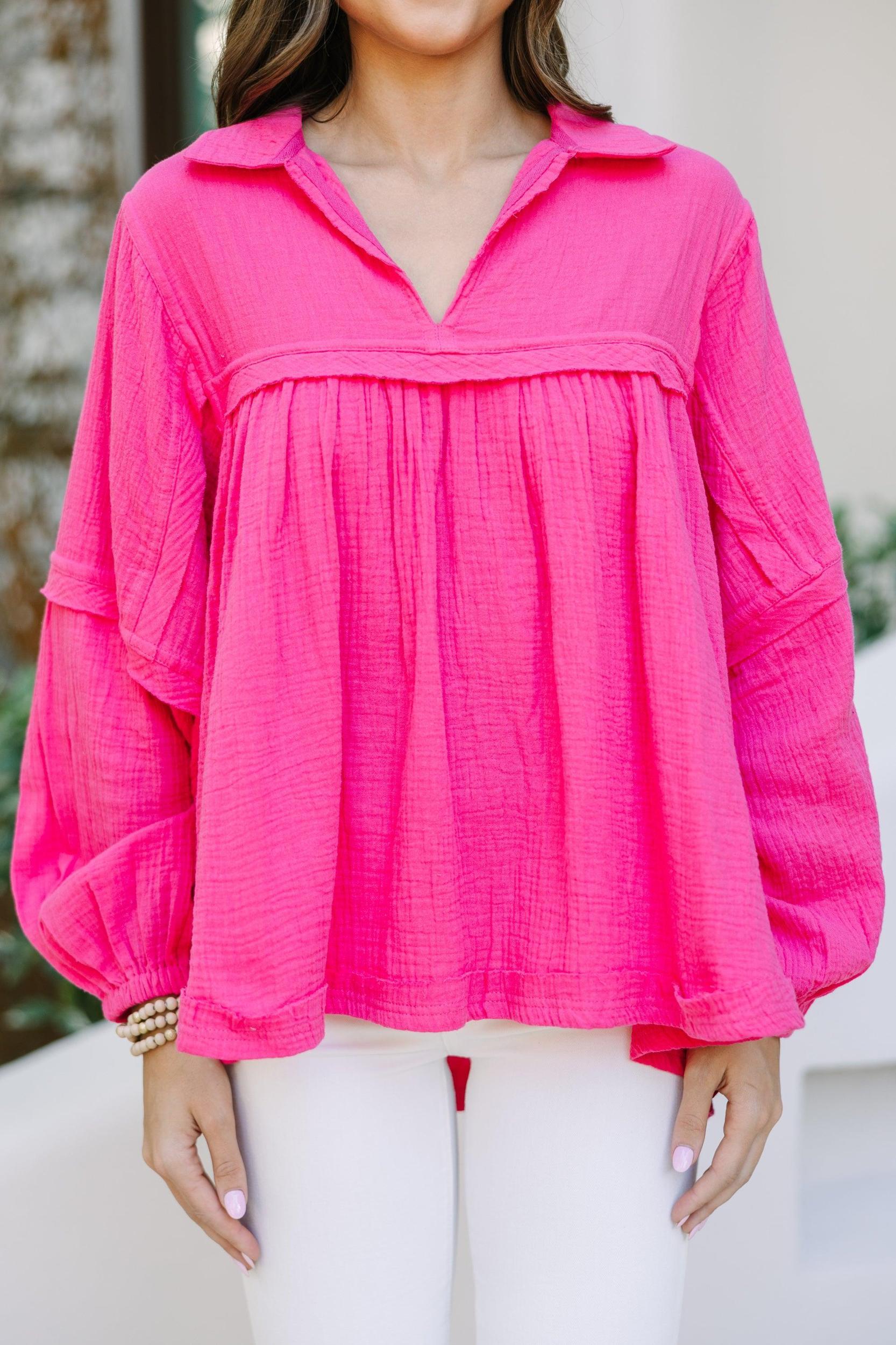 Love Life Fuchsia Pink Babydoll Top Female Product Image