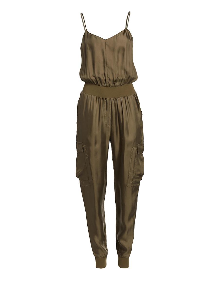 Cinq a Sept Amia Satin V-Neck Jumpsuit Product Image