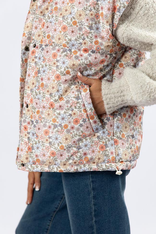 Cool Down Multi Floral Printed Puffer Vest FINAL SALE Product Image