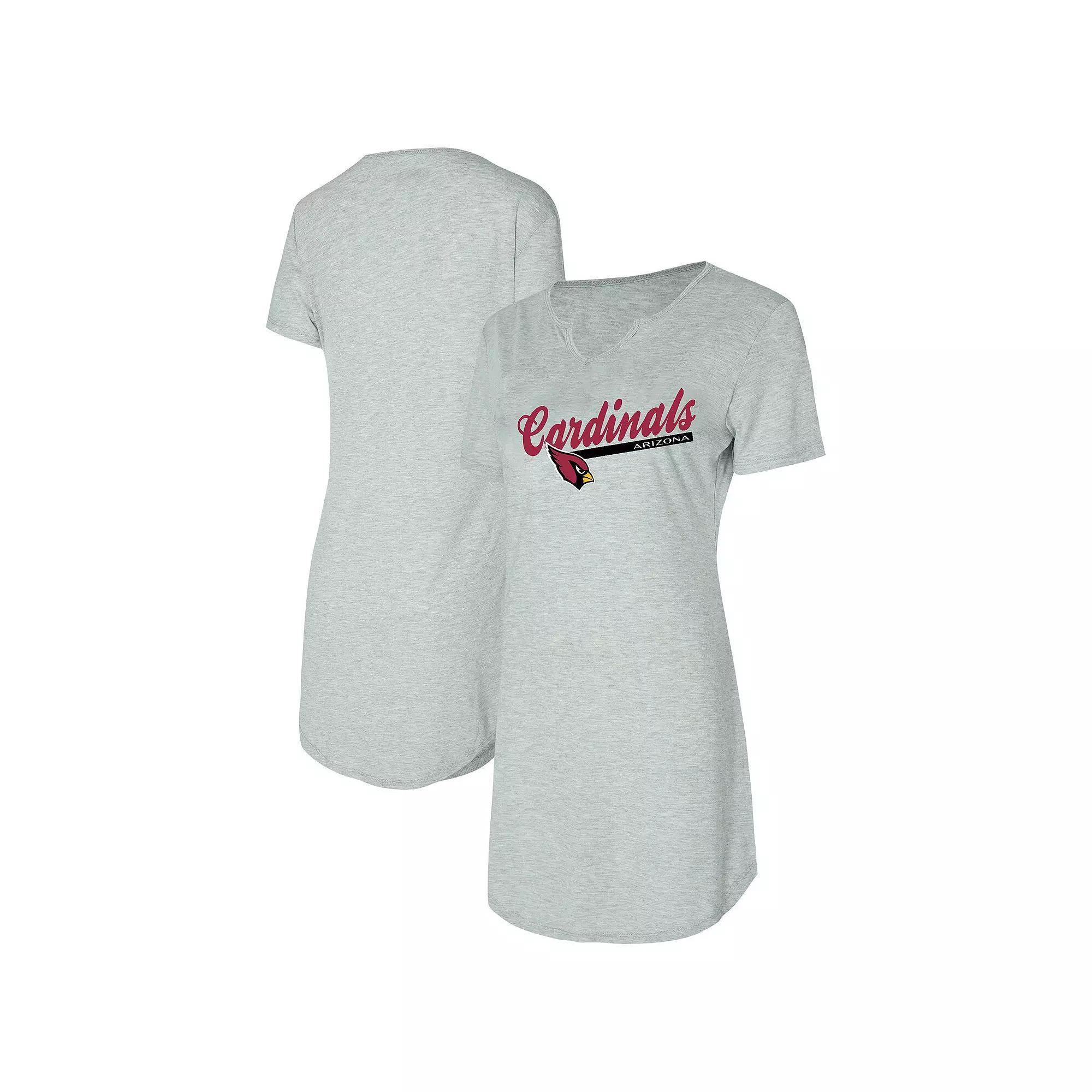 Women's Concepts Sport Gray Arizona Cardinals Petition Knit Nightshirt, Size: Medium, Grey Product Image