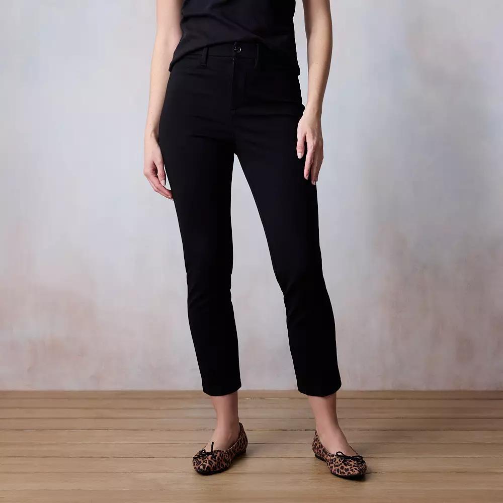 Women's LC Lauren Conrad High-Rise Skinny Ankle Ponte Pants, Size: XXL LONG, Black Product Image
