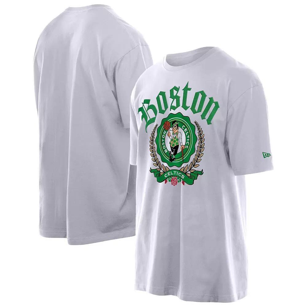 Men's New Era White Boston Celtics Throwback Prep Oversized T-Shirt, Size: 3XL Product Image
