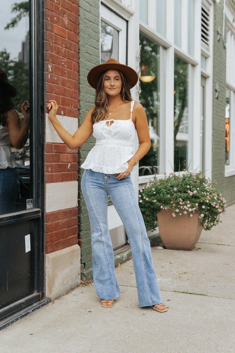 White Ruffled Eyelet Cami Top - FINAL SALE Product Image