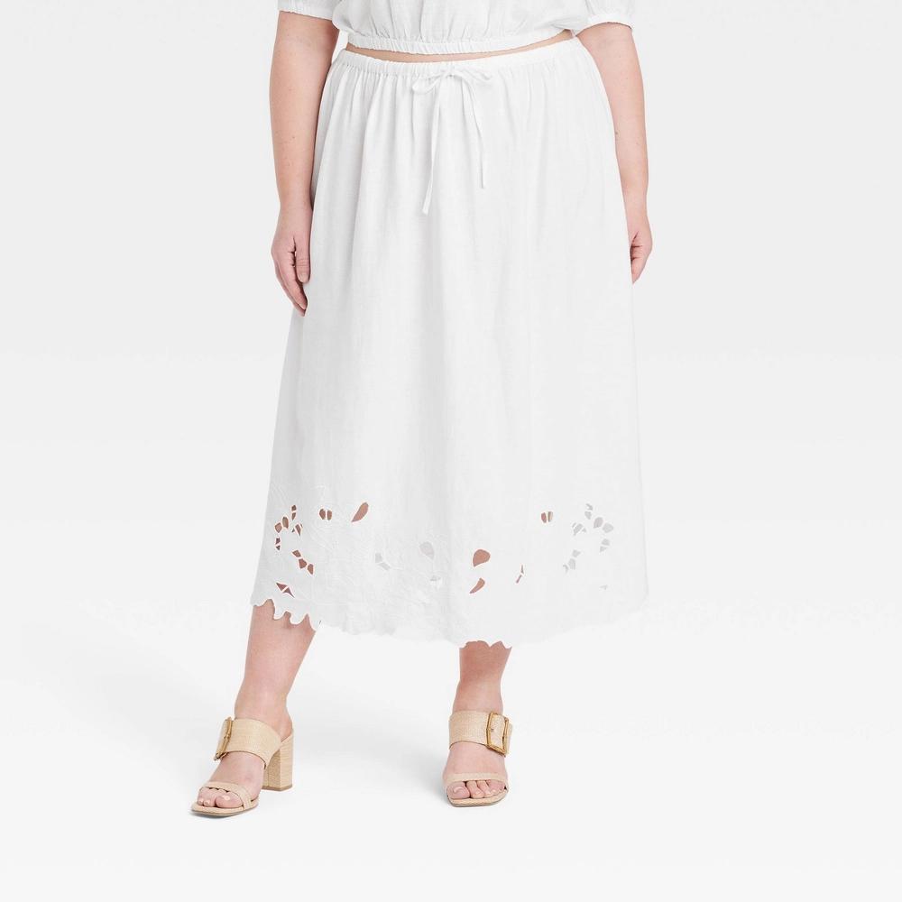 Womens Openwork A-Line Maxi Skirt - Universal Thread White 2X Product Image