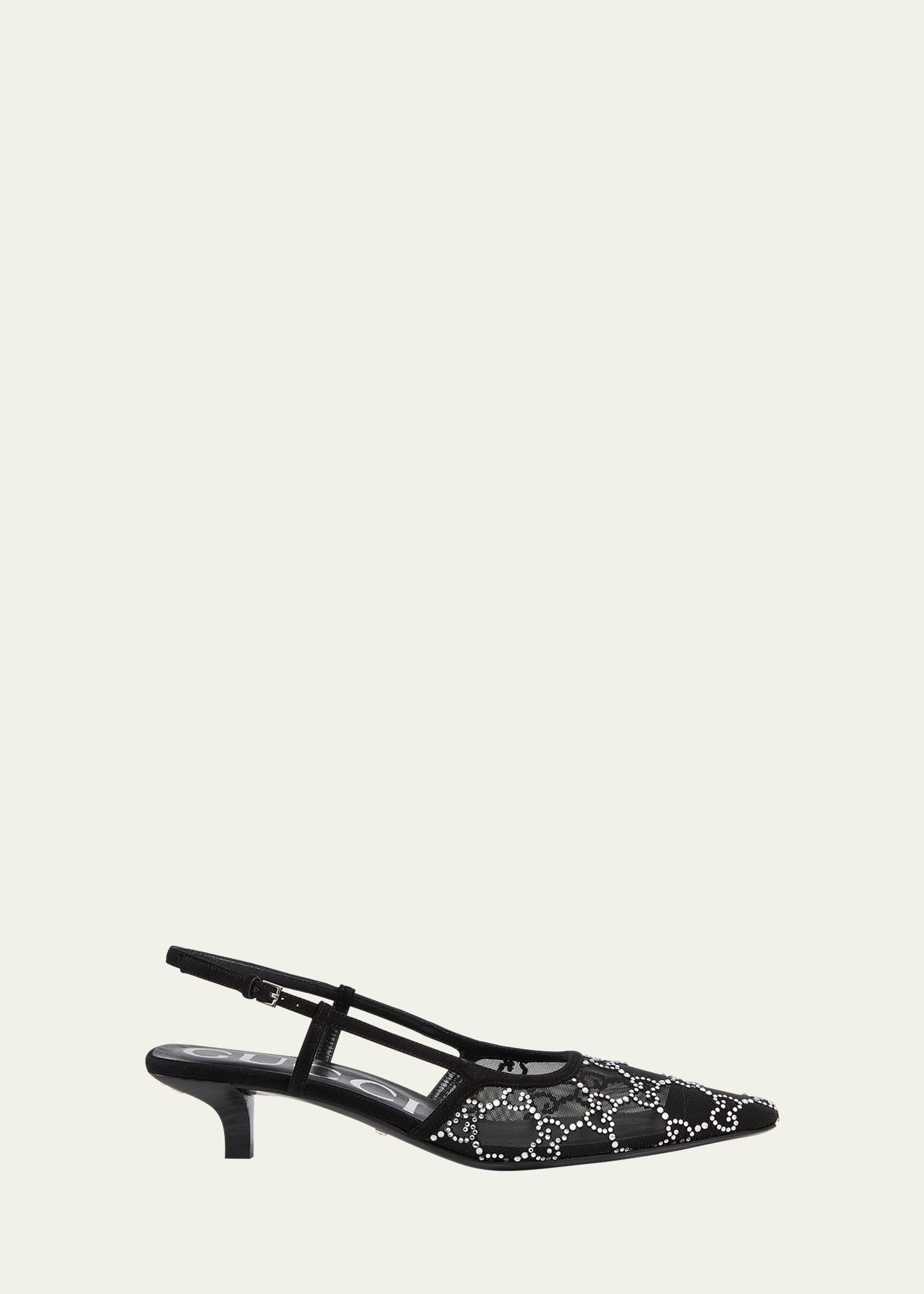 Tom Crystal GG Mesh Slingback Pumps Product Image