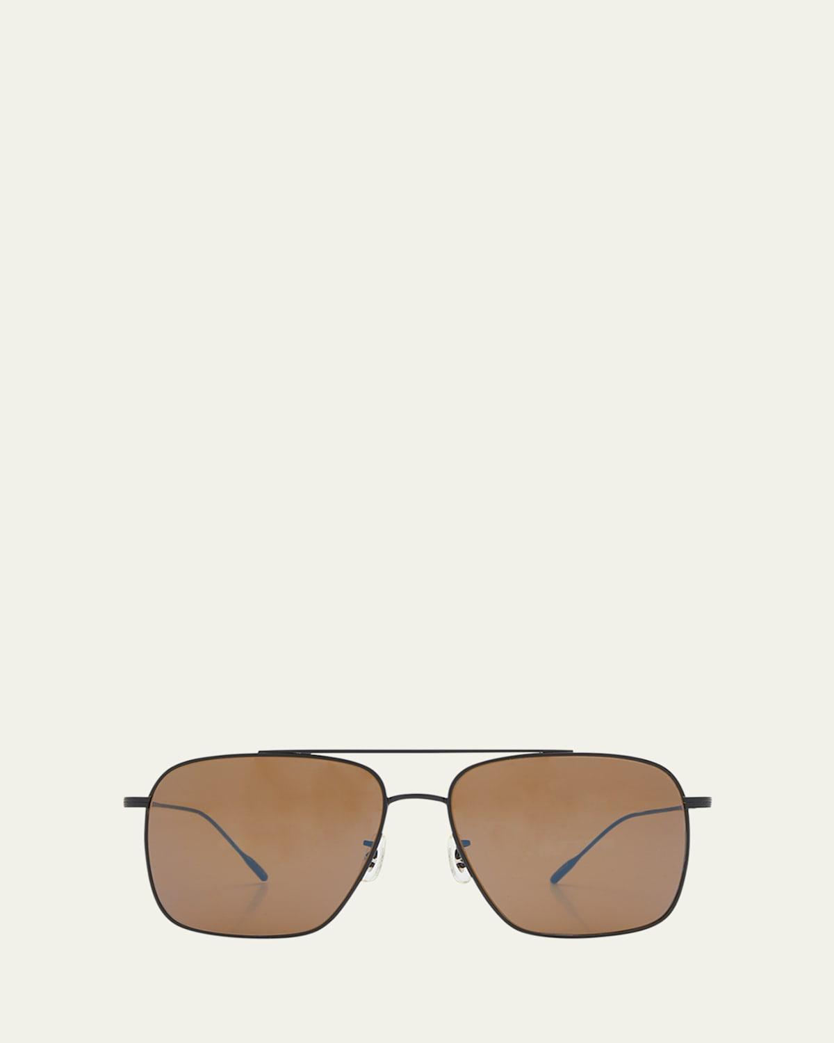 Brown Titanium & Crystal Aviator Sunglasses Product Image