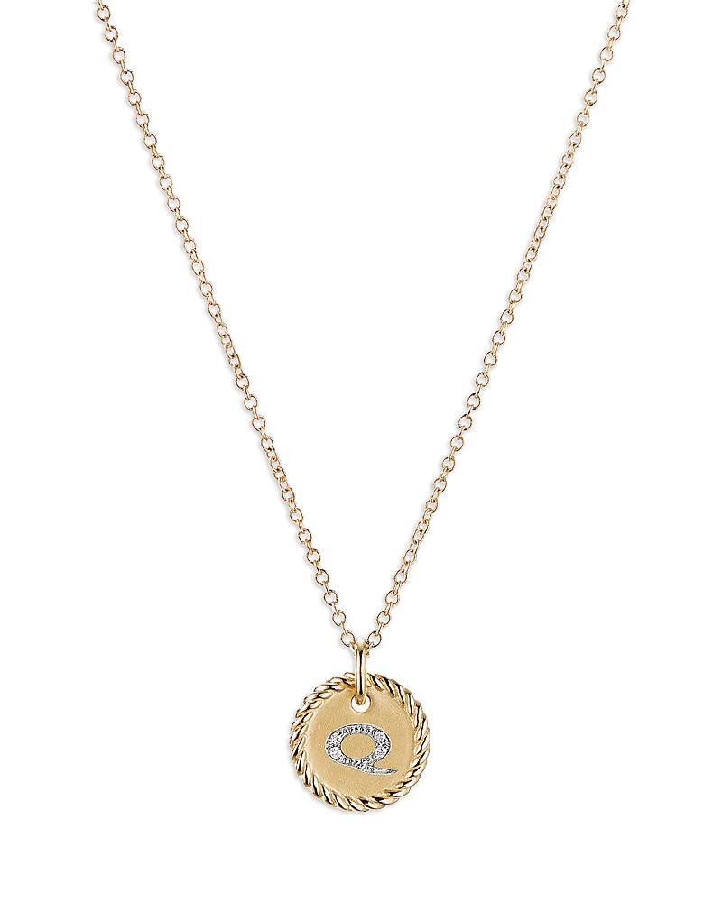 David Yurman Cable Collectibles Initial Pendant with Diamonds in Gold on Chain, 16-18 Product Image