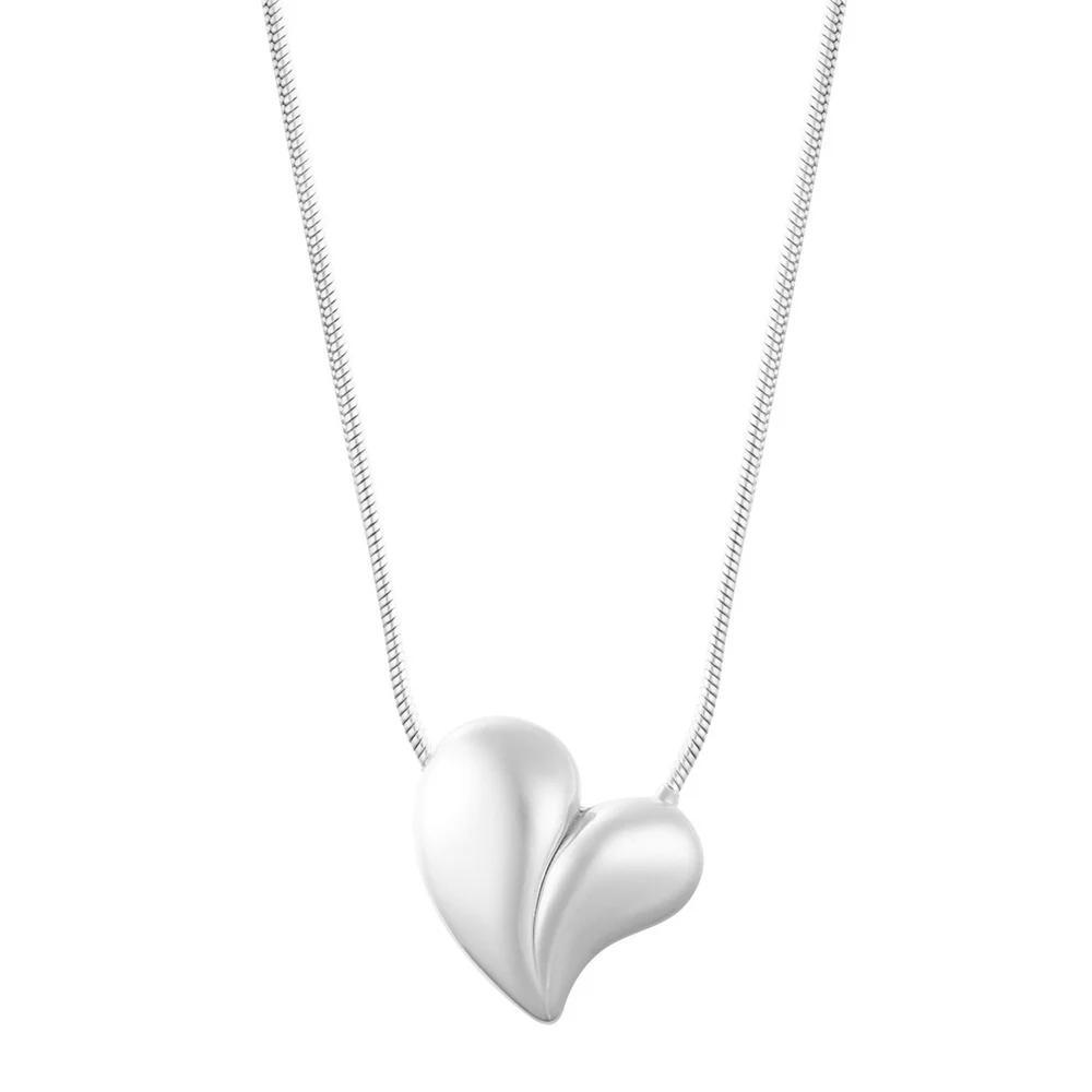 Adornia Oversized Puffy Heart Necklace, Womens, Size: 16+3, Silver Tone Product Image