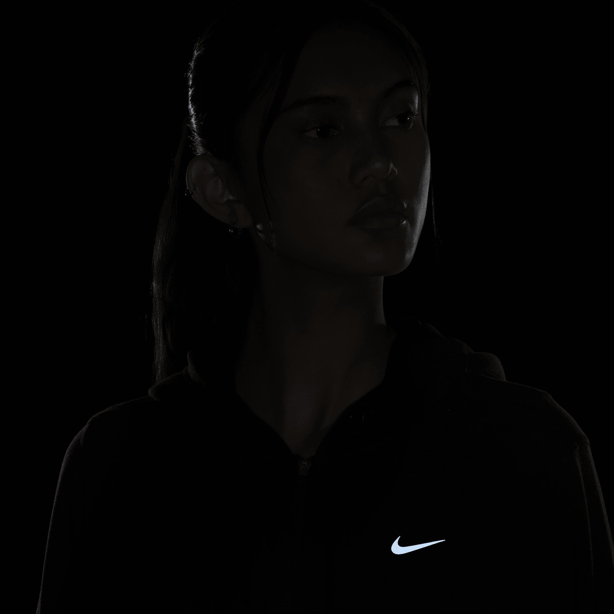 Nike Women's One Dri-FIT French Terry Full-Zip Hoodie in Black/Black Size XL Cotton/Polyester/Spandex Product Image