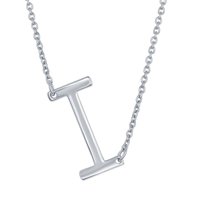 Sterling Silver Sideways Initial Necklace, Womens Sterling B Product Image