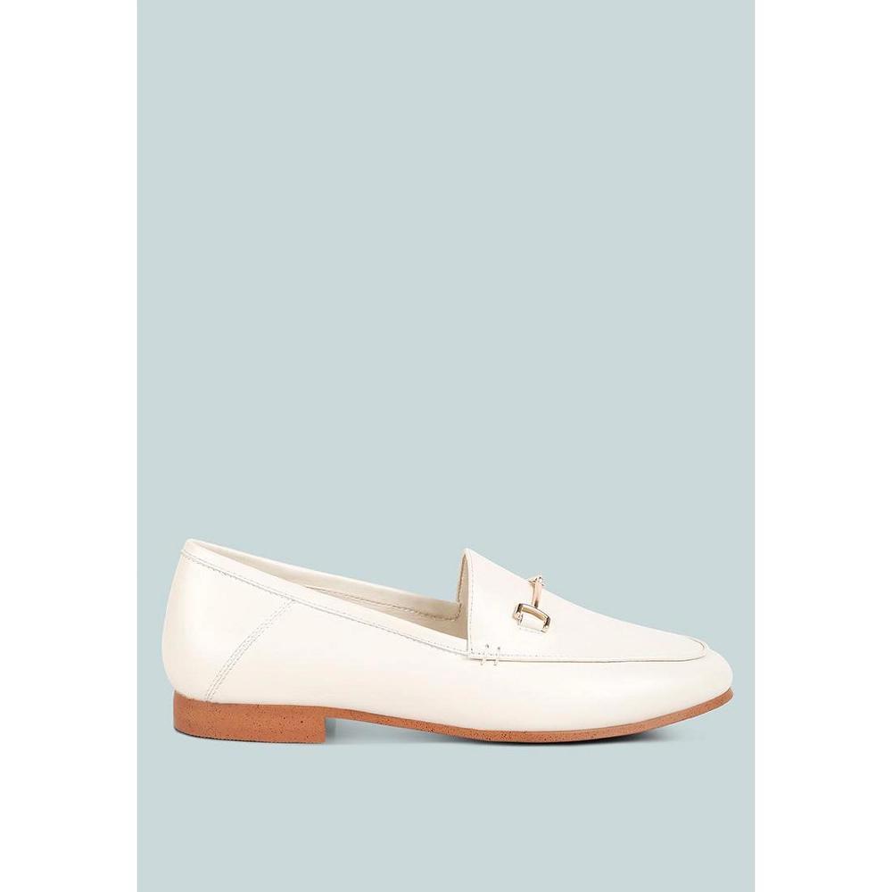 Rag & Co Womens DARETH Horsebit Flat Heel Loafers in Off White 10 Product Image