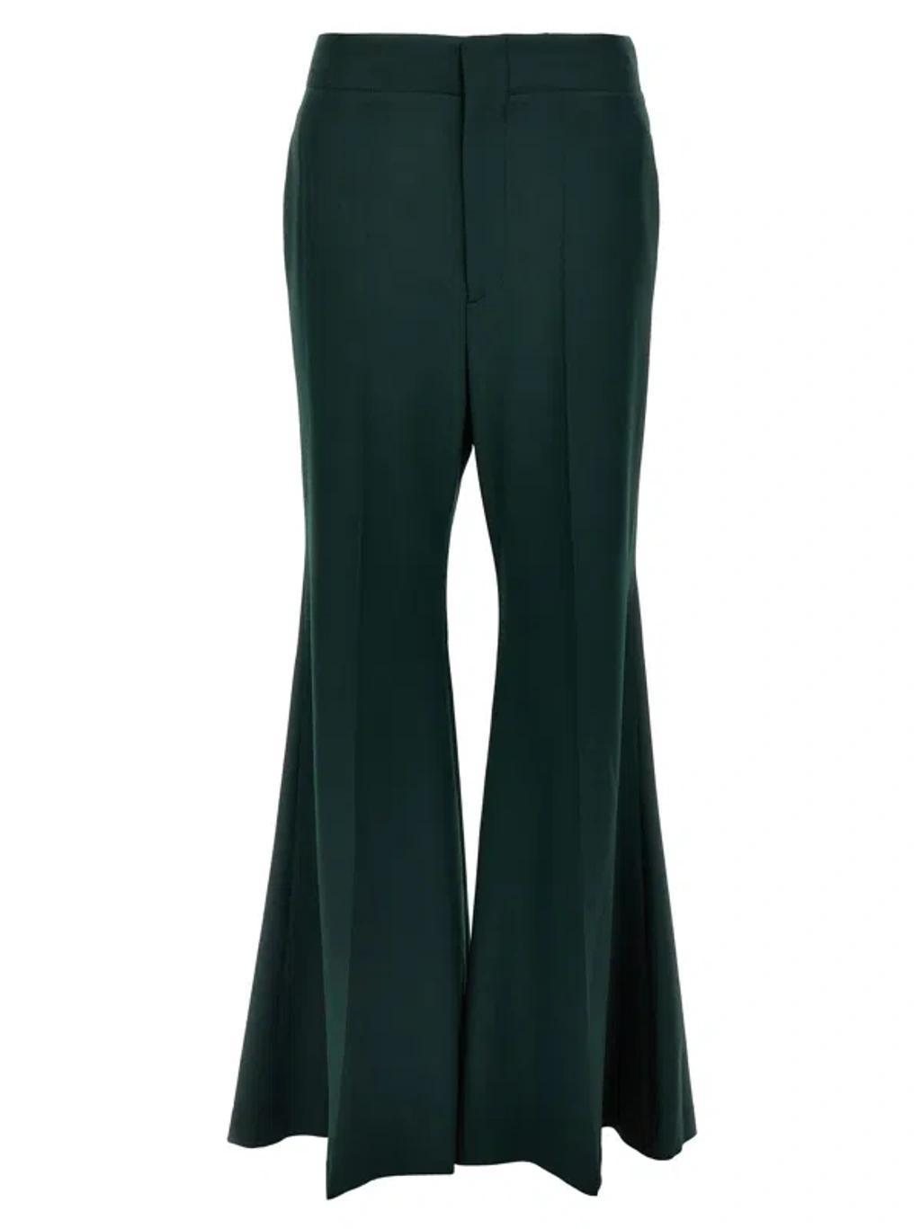 Wide-leg Trousers In Green Product Image
