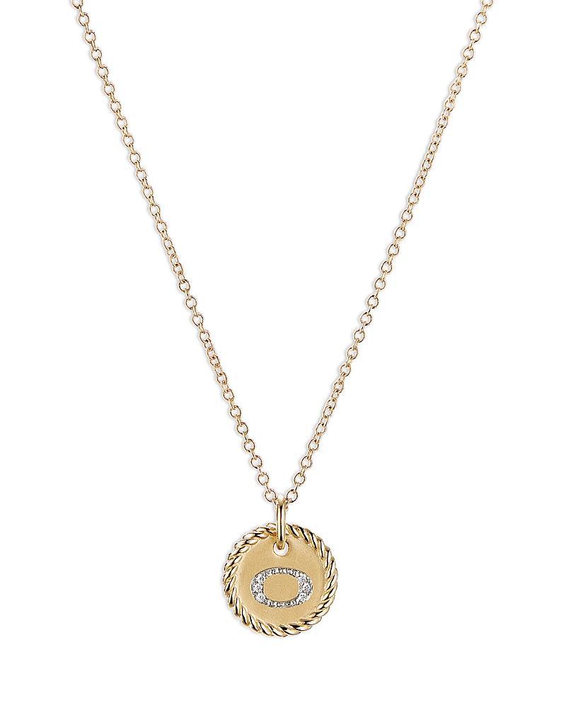 David Yurman Cable Collectibles Initial Pendant with Diamonds in Gold on Chain, 16-18 Product Image