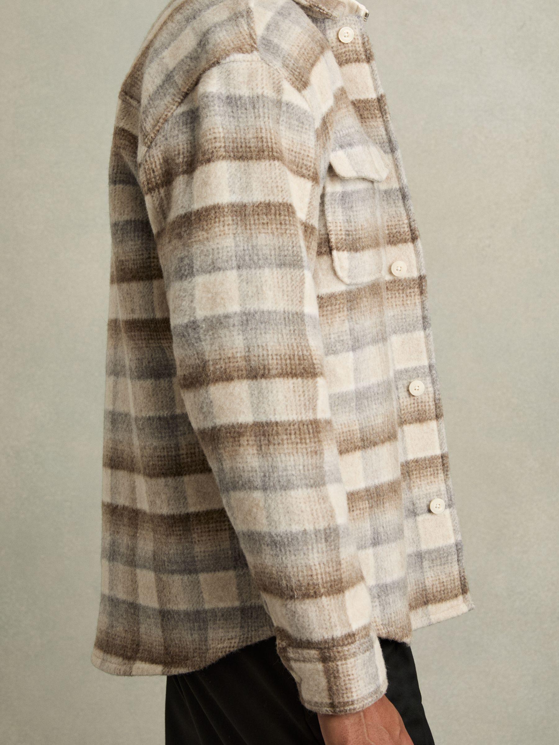 Brushed Wool-Blend Check Overshirt in Oatmeal Product Image