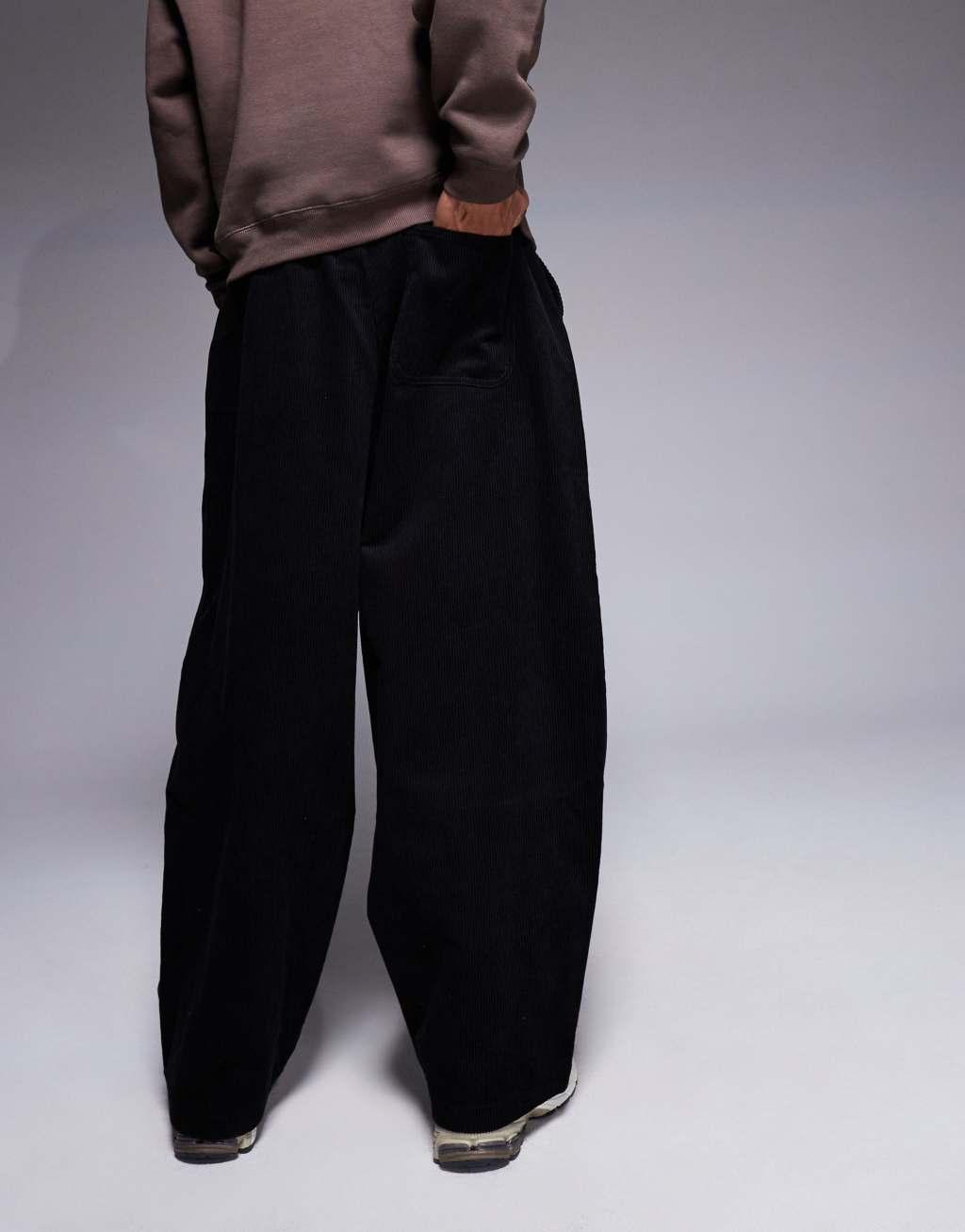 ASOS DESIGN parachute cord pants in black  Product Image
