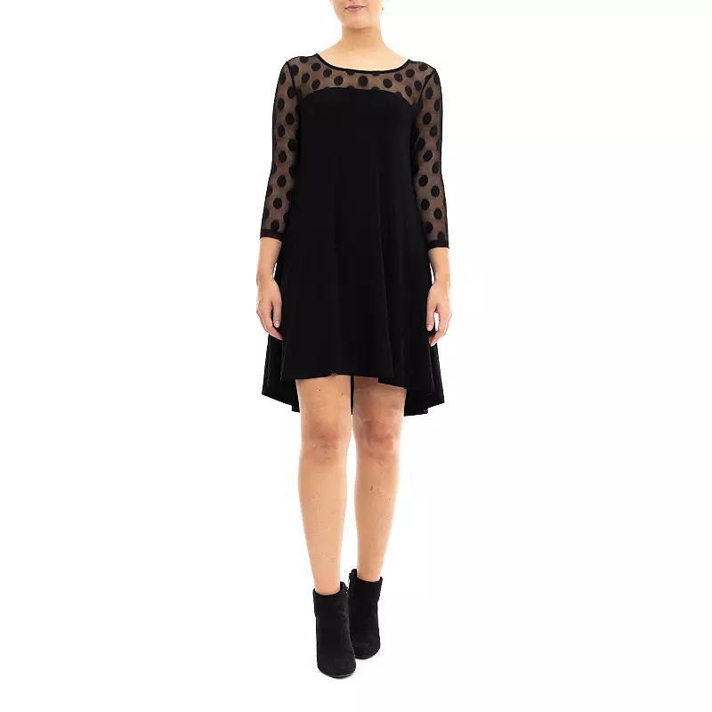 Womens Nina Leonard Sheer Polka-Dot High-Low Dress Product Image