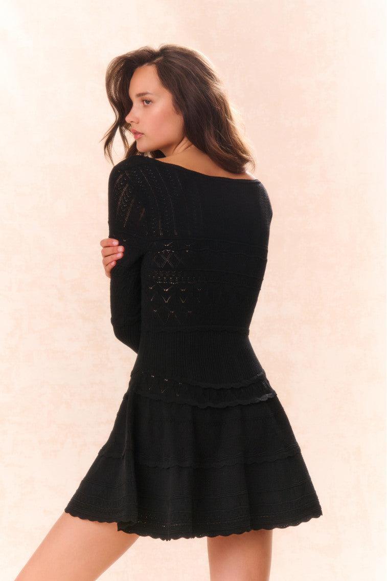 Lavender Pointelle Knit Mini Dress - ROSE CLAY Product Image