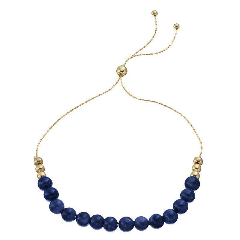 City Luxe Gemstone Bead Bolo Bracelet, Women's, Gold Tone Green Product Image