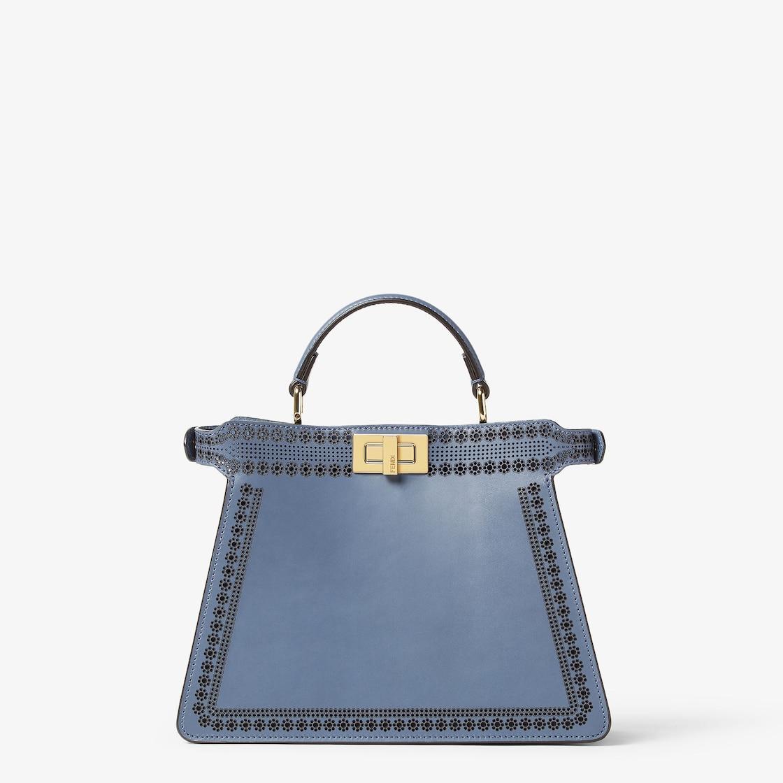 Peekaboo ISeeU SmallBlue leather bag with laser-cut Coral Bandana motif Product Image