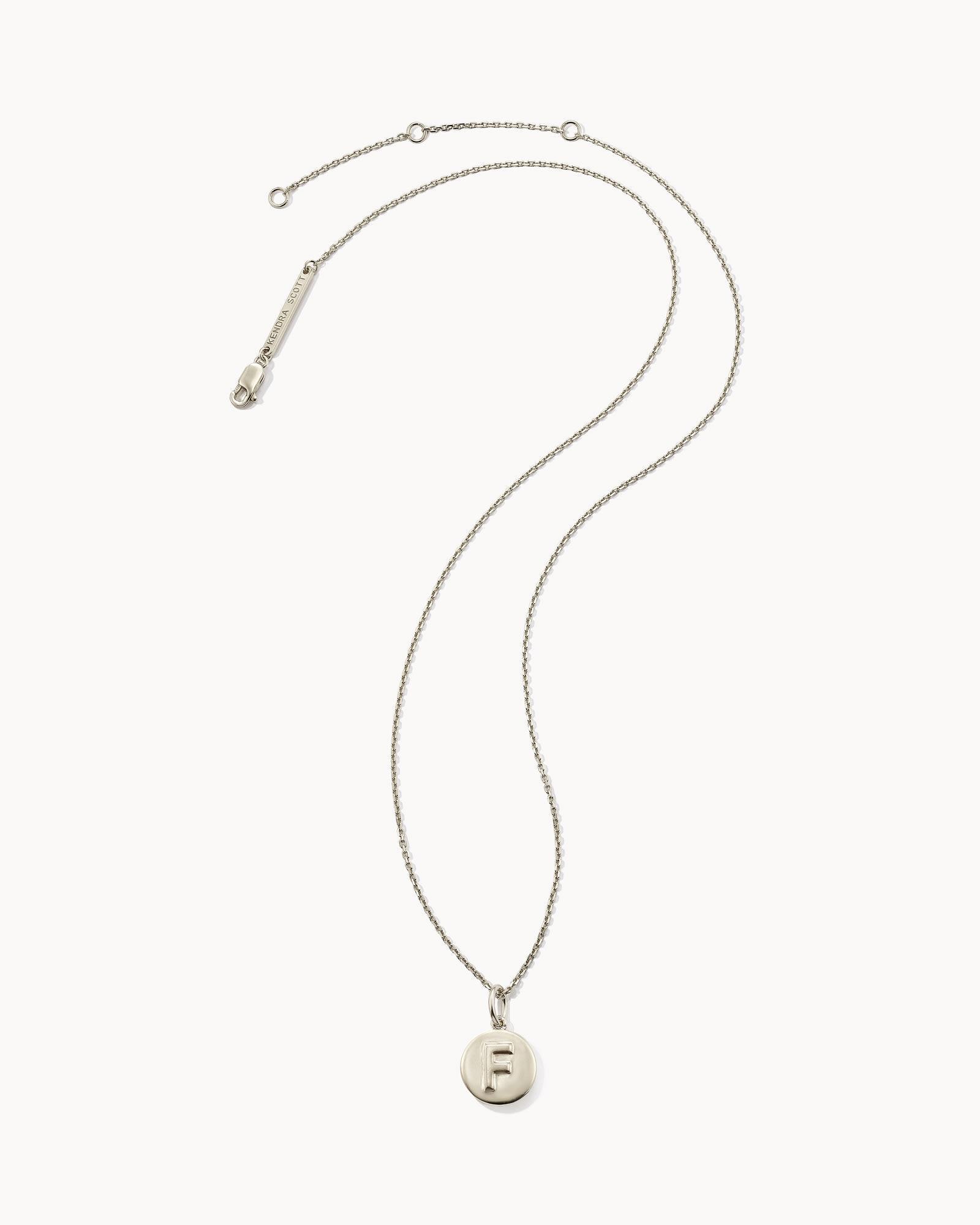 Kendra Scott Letter Q Coin Pendant Necklace in Oxidized Sterling Silver | Metal Product Image