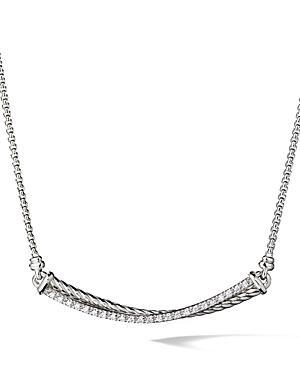 David Yurman Crossover Bar Necklace with Diamonds in Sterling Silver Product Image