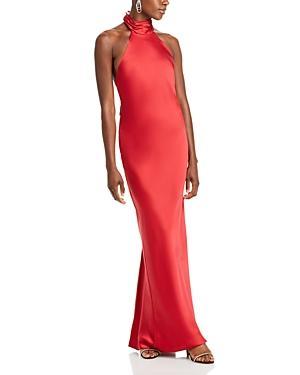 Ramy Brook Tatiana Satin Halter Gown Product Image