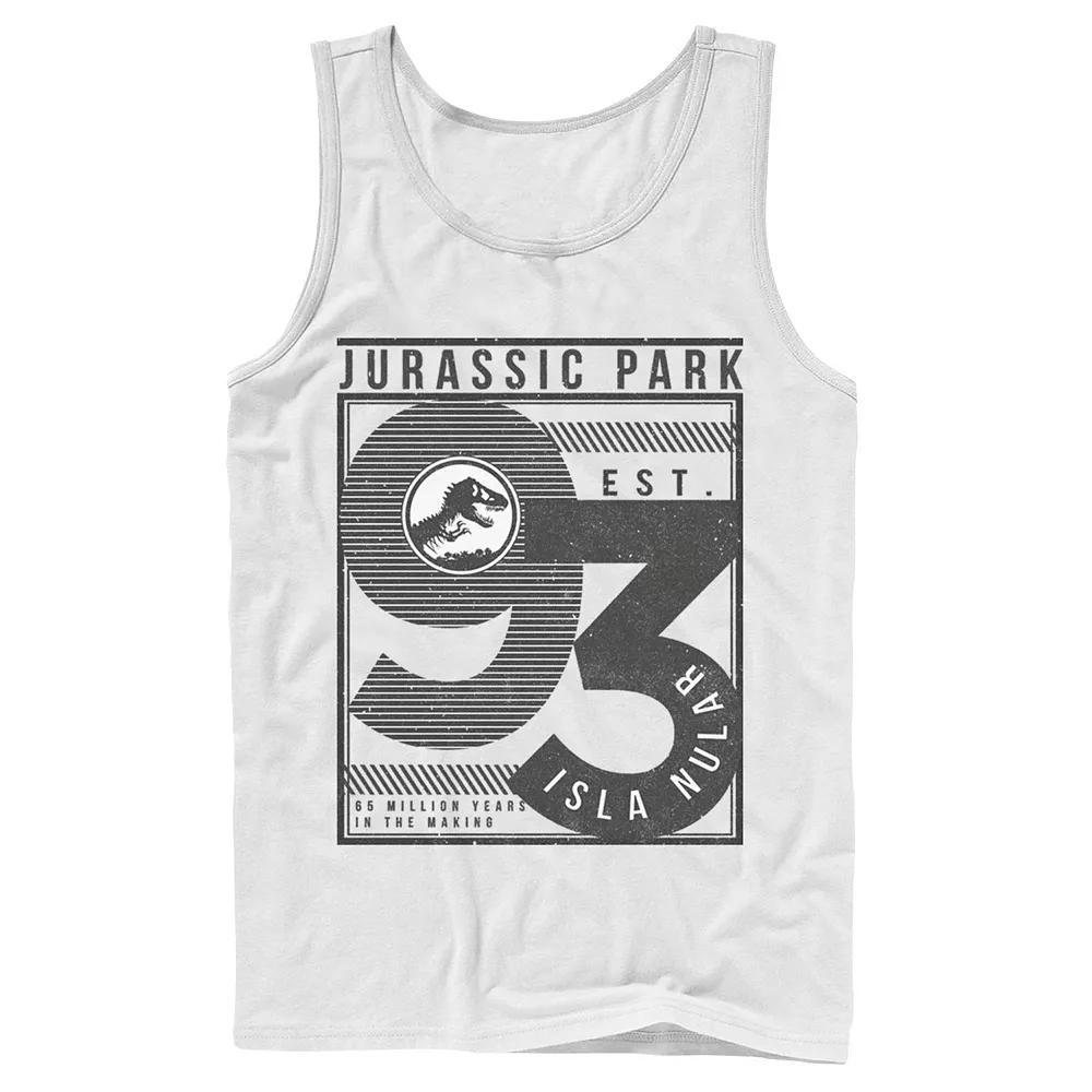 Men's Jurassic Park Est. 93 Isla Nublar Poster Tank Top, Size: Large, Athletic Grey Product Image