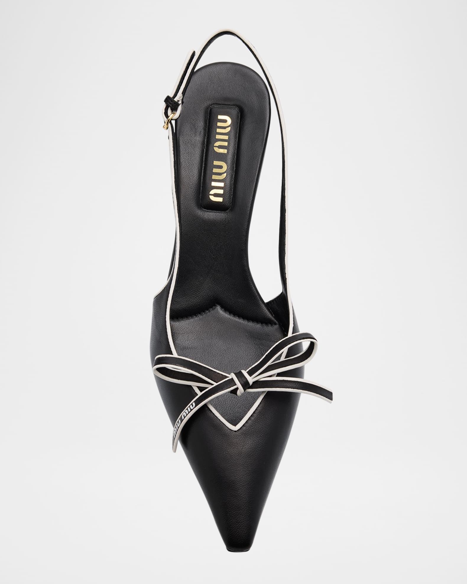 Nappa Leather Bow Slingback Pumps Product Image