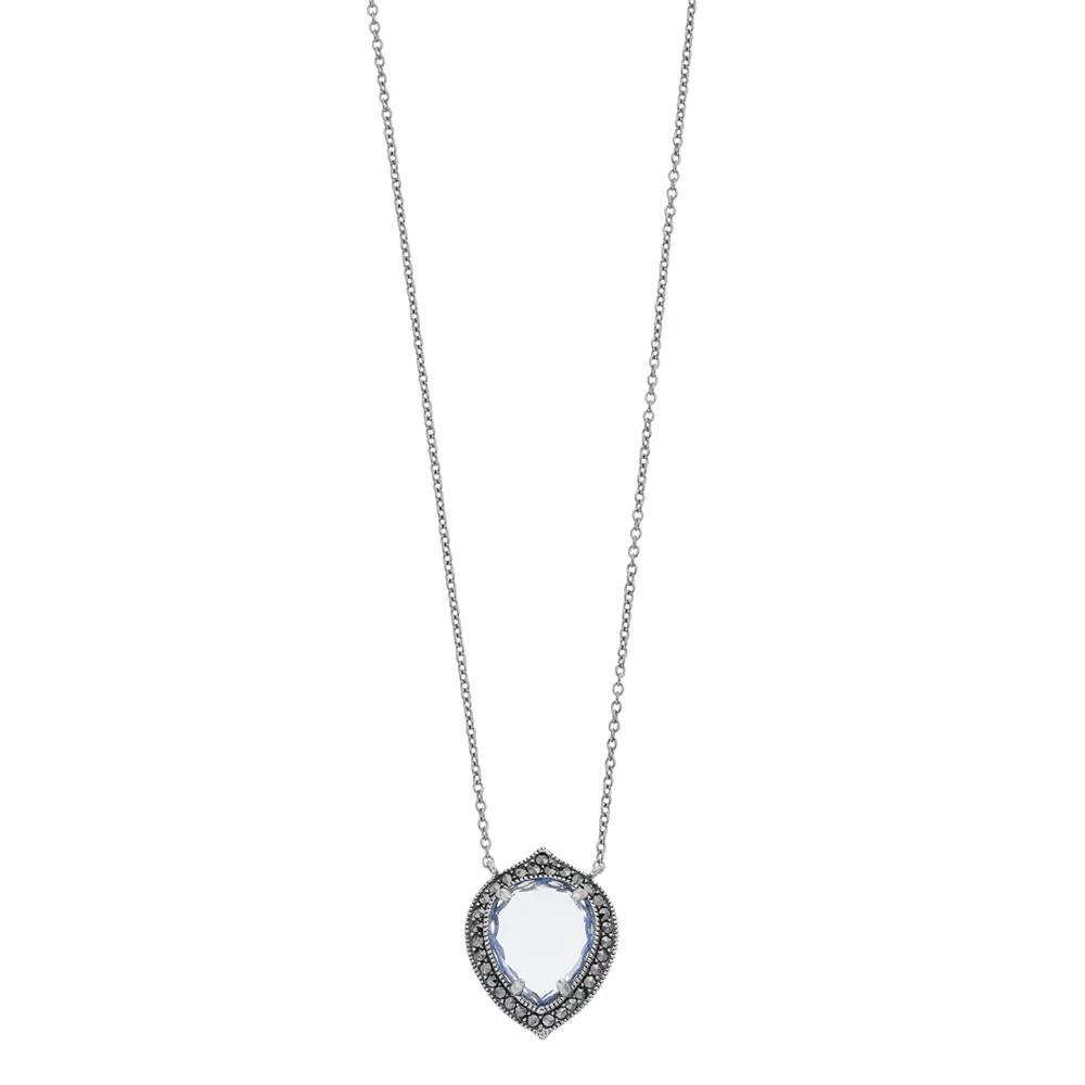 1928 Gold Tone Black Round Pendant Necklace, Womens Product Image