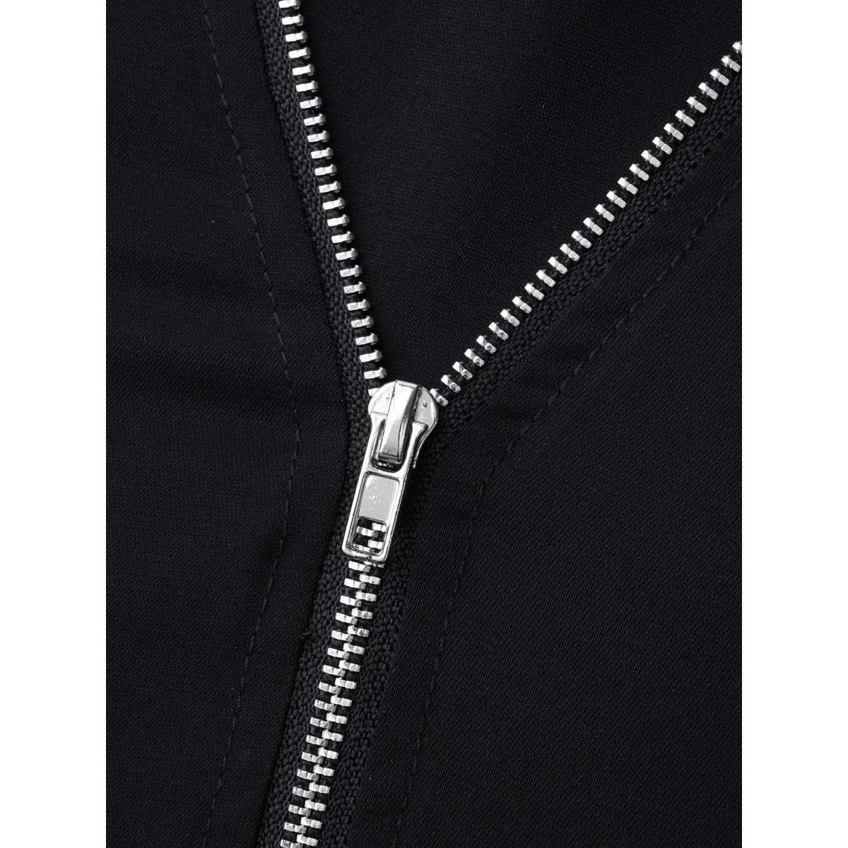 Plus Size Black Plain V Neck Half Zip Tab Sleeve Blouse Women Elegant Elbow-length sleeve V-neck Everyday Blouses BloomChic 18-20/2X Product Image