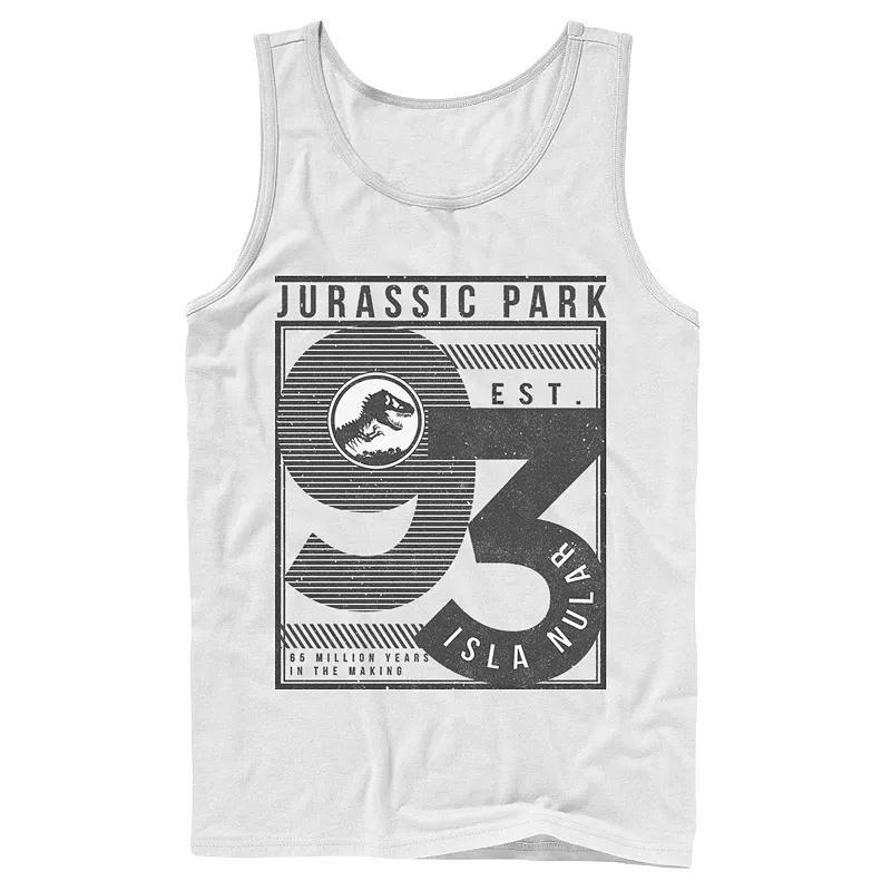 Men's Jurassic Park Est. 93 Isla Nublar Poster Tank Top, Size: Large, Athletic Grey Product Image