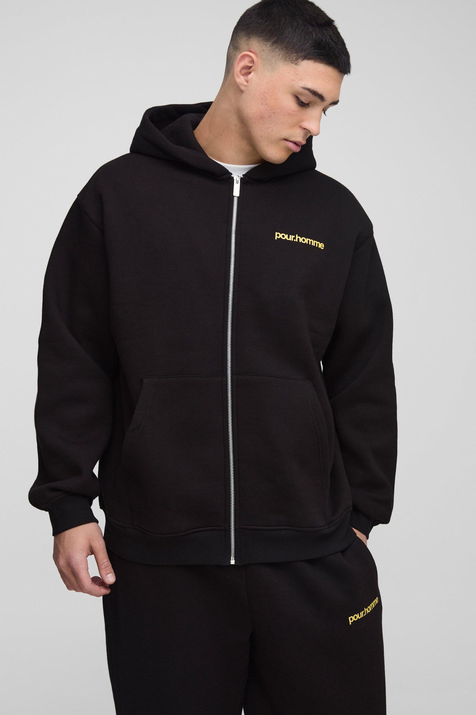 Oversized Homme Zip Through Hooded Tracksuit | boohooMAN USA Product Image