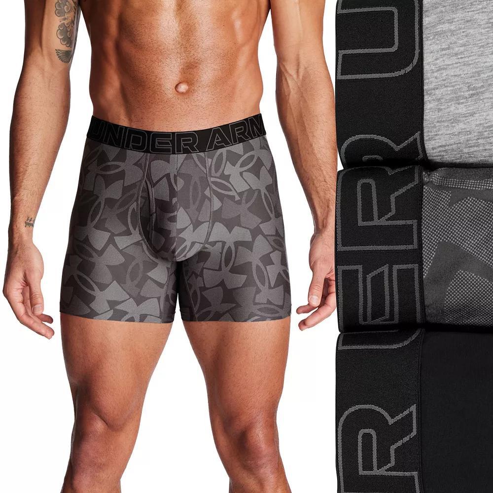 Men's Under Armour 3-pack Performance Tech Fashion 6-in. Boxer Briefs, Size: XXL, Silver Product Image