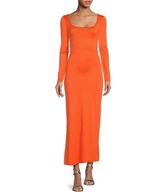 Gianni Bini Column Icon Knit Scoop Neck Long Sleeve Bodycon Dress Product Image