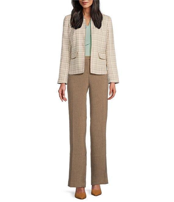 Kasper Plaid Tweed Long Sleeve Cardigan Jacket Product Image