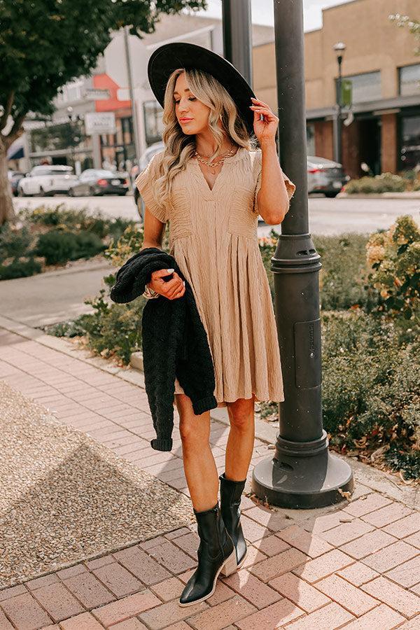 Long Weekend Wonderful Shift Dress In Warm Taupe Product Image