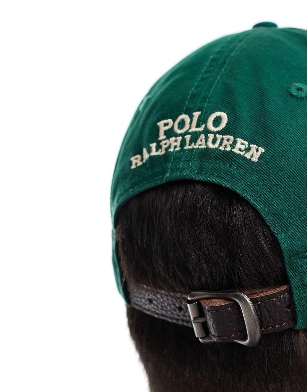 Polo Ralph Lauren heritage bear logo twill baseball cap in dark green Product Image