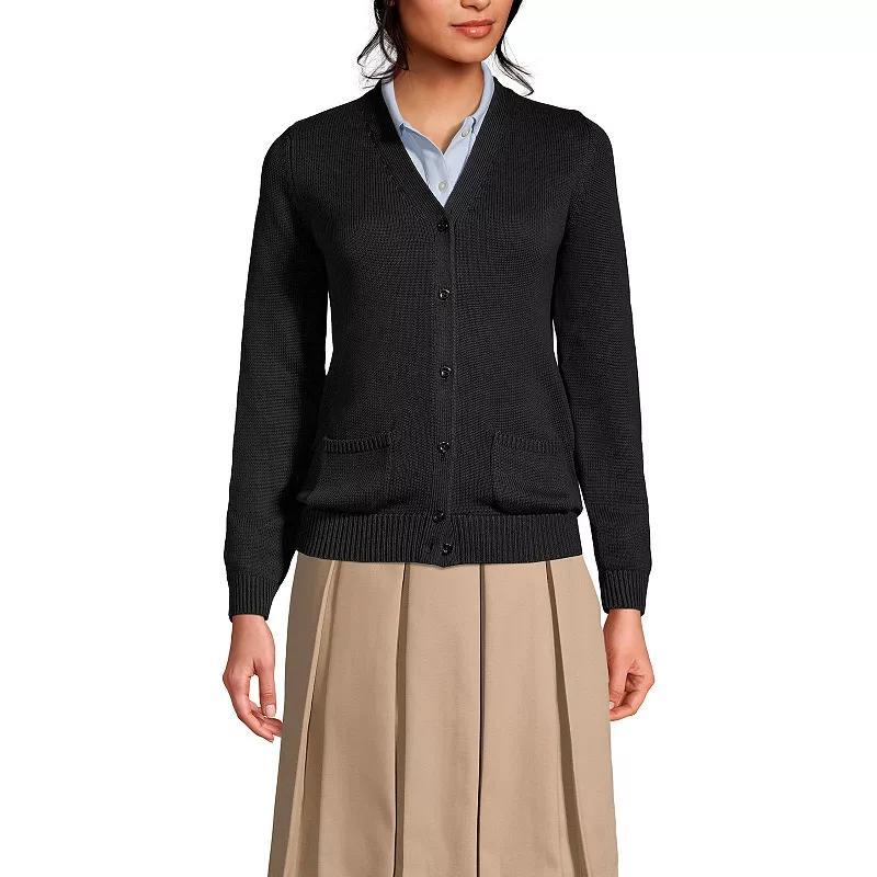 Women's Lands' End School Uniform Button Front V-Neck Cardigan Sweater, Size: Medium, Red Product Image