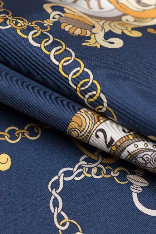 Elizabetta Like Clockwork - Silk Pocket Square for Men in Navy at Nordstrom Product Image