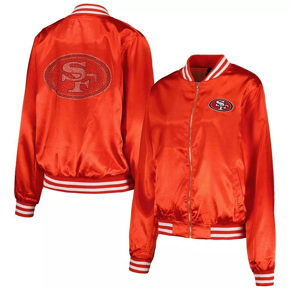 Women's Cuce Scarlet San Francisco 49ers Rhinestone Full-Zip Varsity Jacket, Size: 5XL, Red Product Image