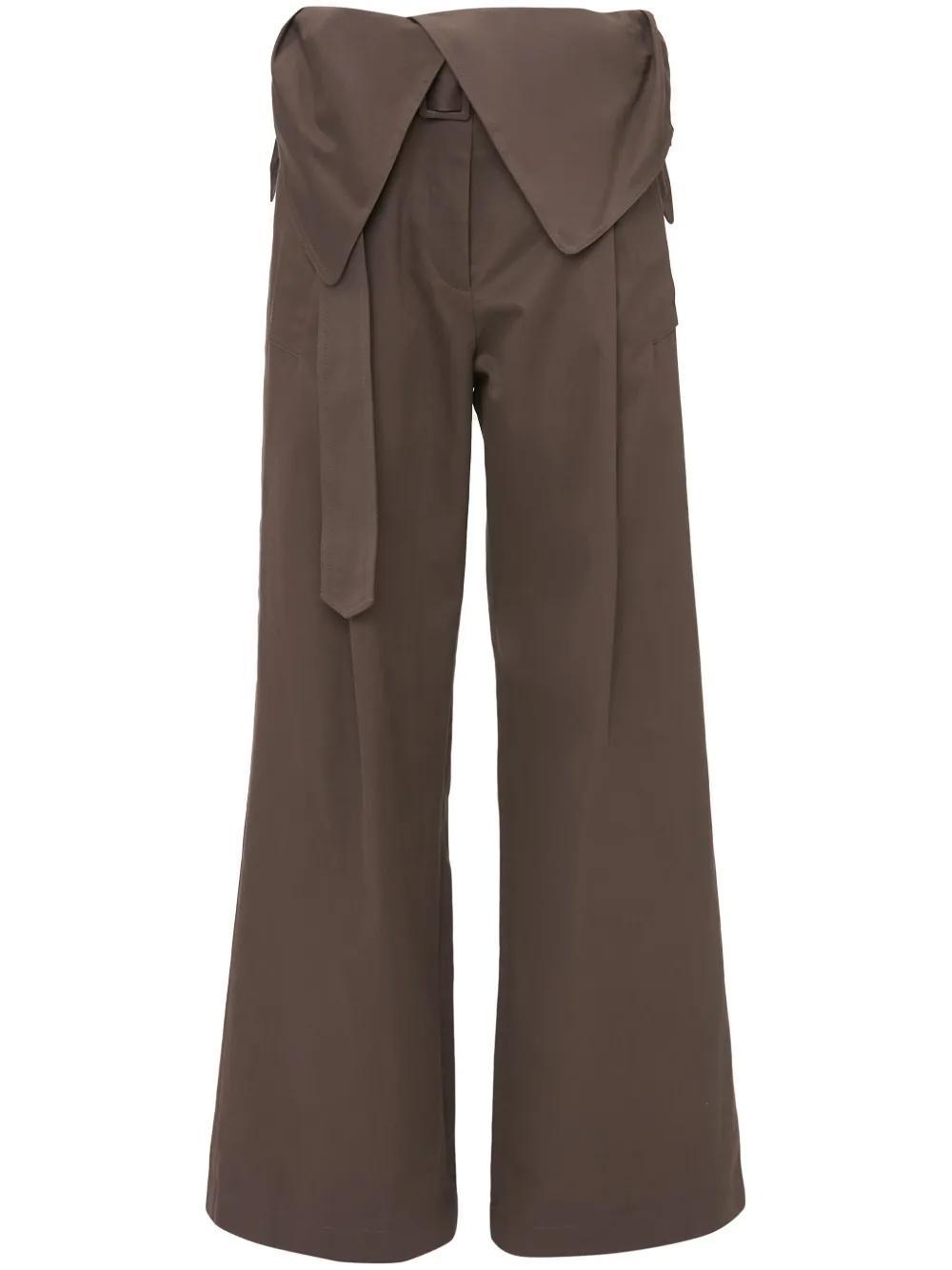 JW ANDERSON Fold Over Wide-leg Trousers In Brown Product Image