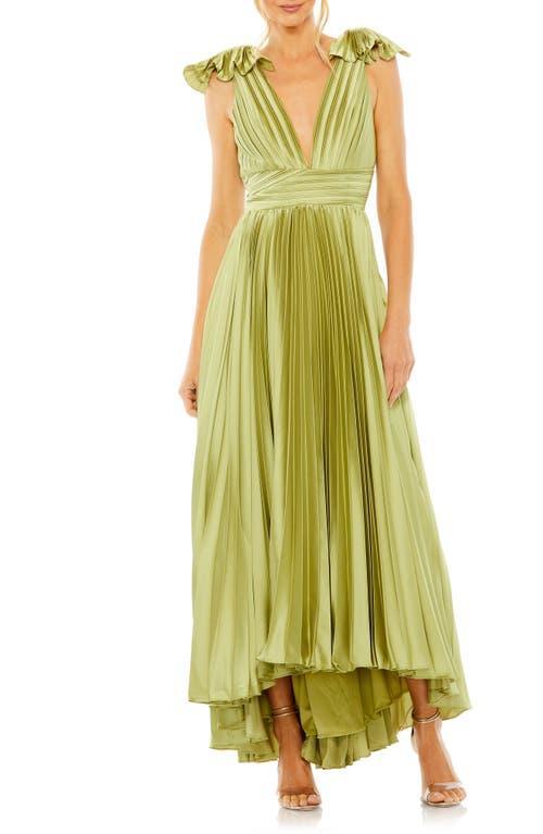 Womens Pleated Asymmetric Ruffled Gown Product Image