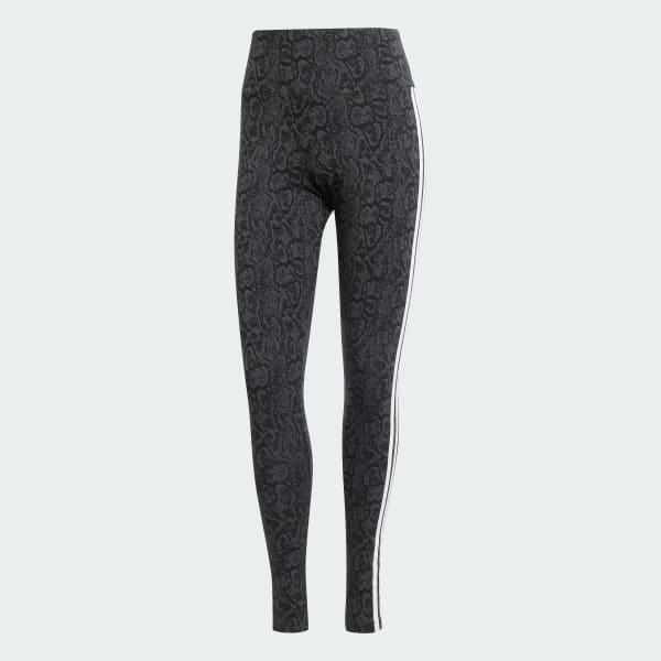 adidas Snakeskin Allover Print Leggings Black 2XS Womens Product Image