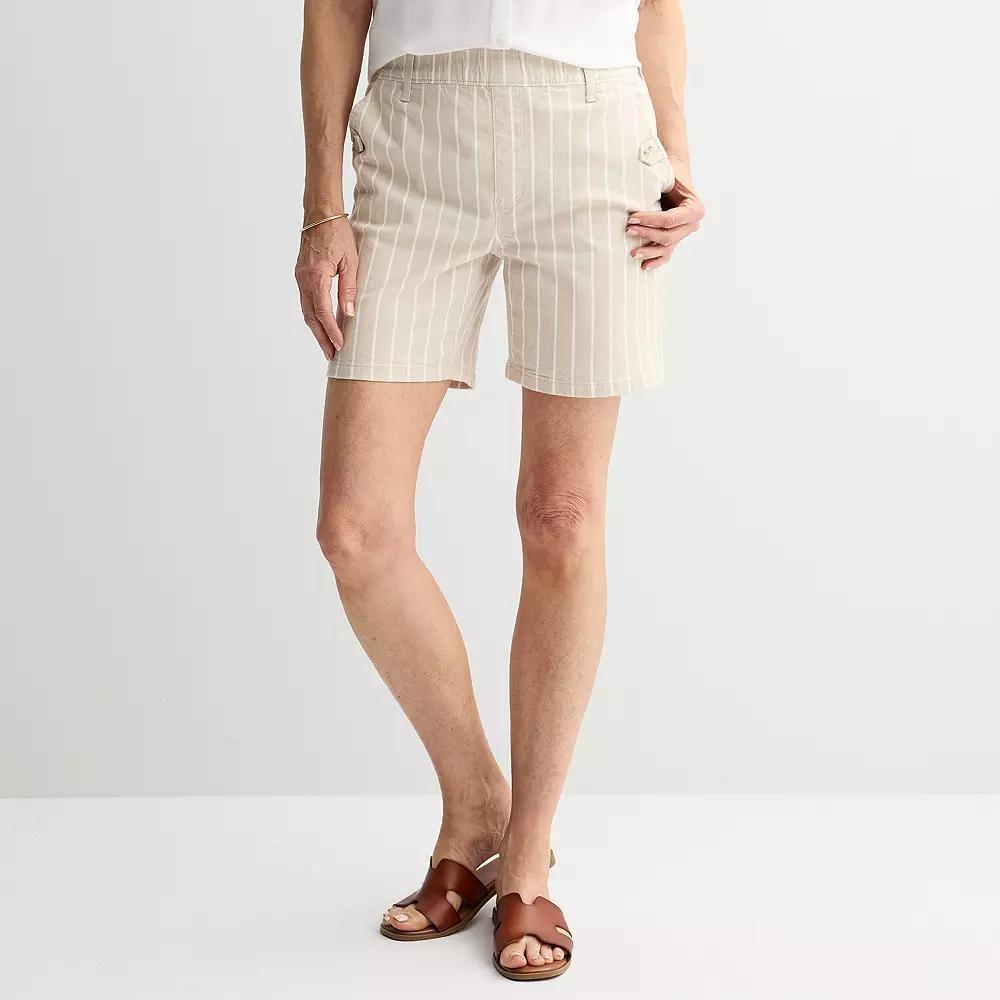 Women's Croft & Barrow® Modern Pull-On Shorts, Size: Large, Stripe Product Image