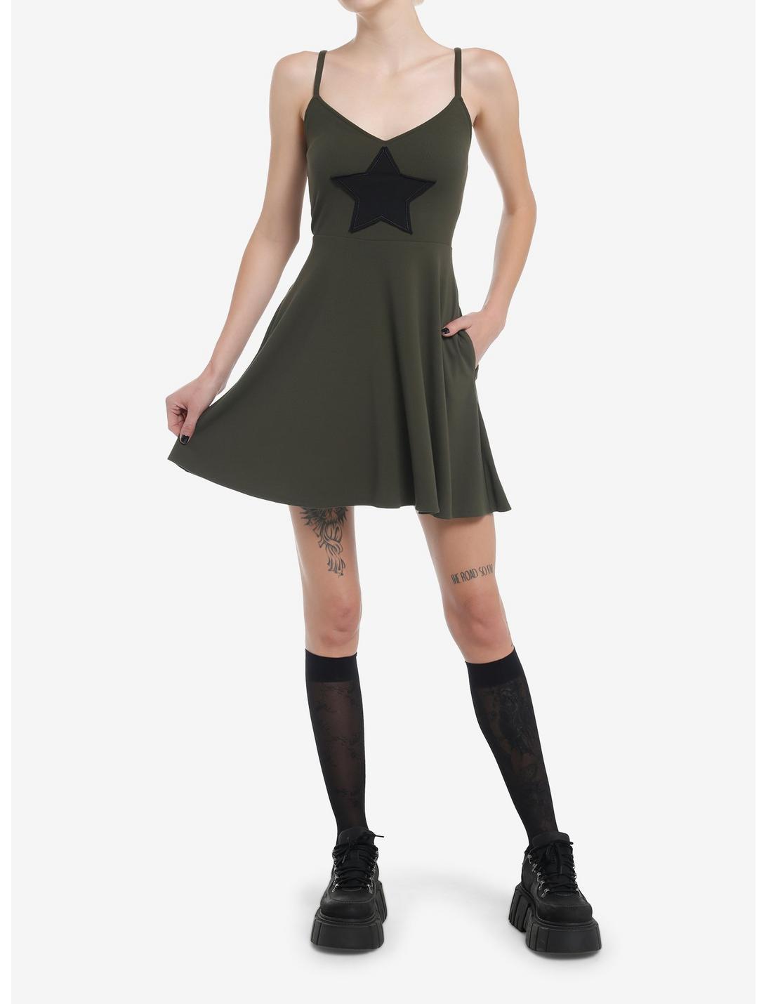 Social Collision Black Star Patch Cami Dress Product Image