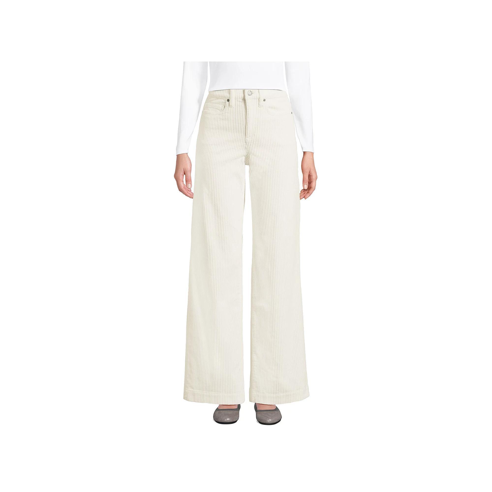 Women's Lands' End High Rise Wide Leg Corduroy Pants, Size: 8, Rich Brown Product Image
