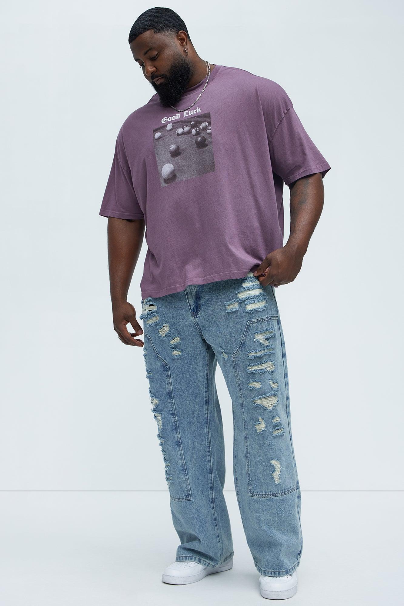 Good Luck Have Fun Oversized Short Sleeve Tee - Purple Product Image